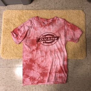 Pink and white tie dye dickies shirt